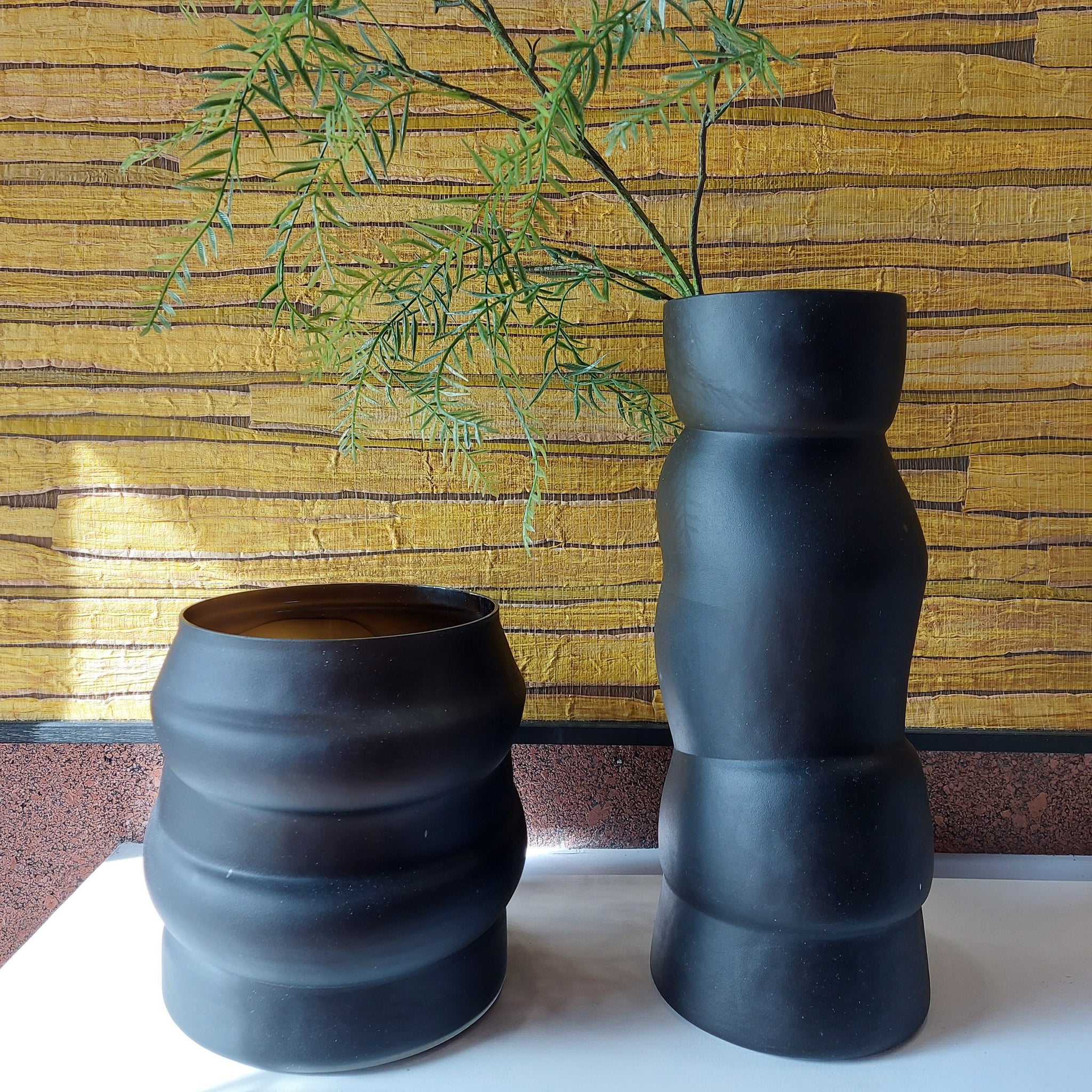 Dôme Deco Black Stacked Tall Large Glass Vase