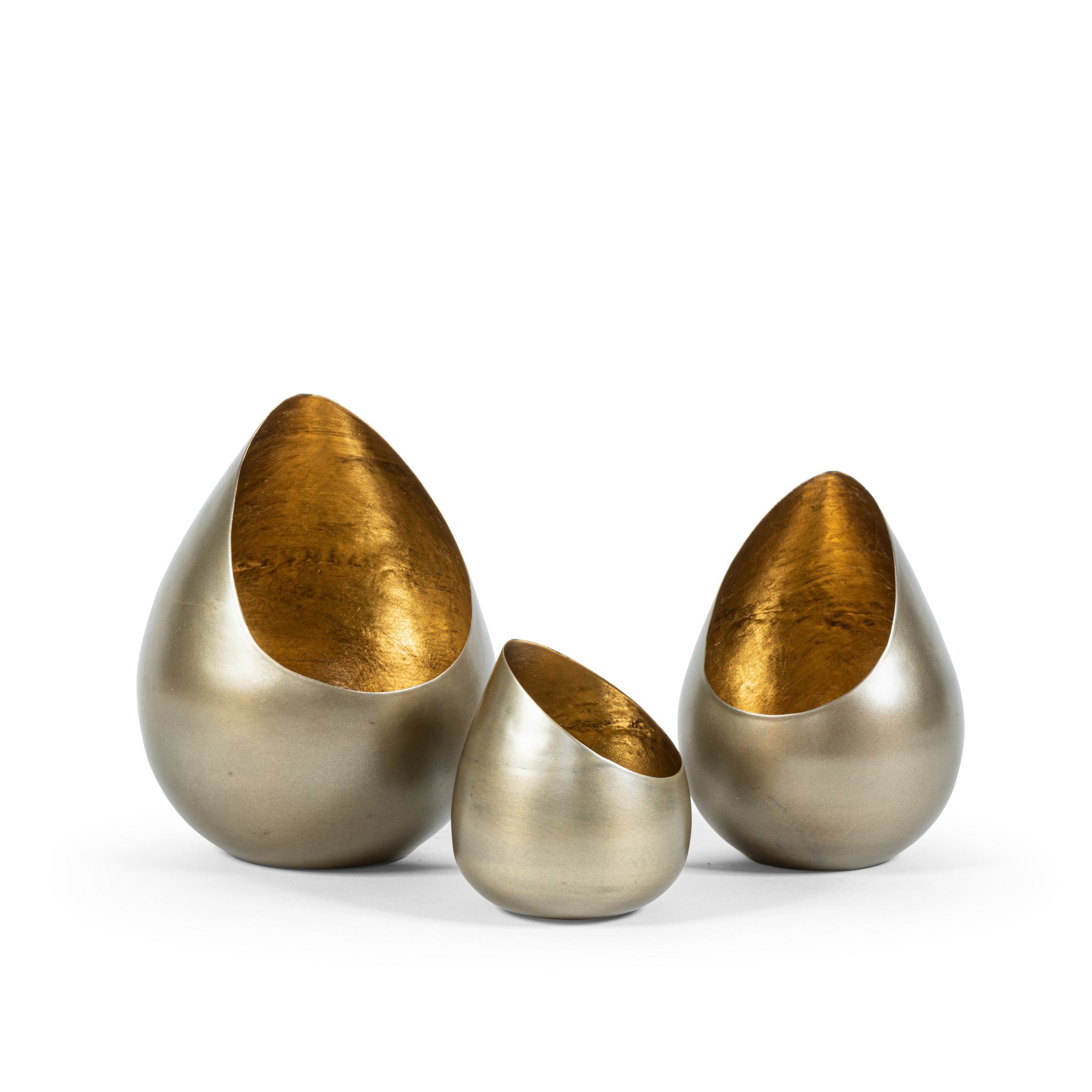 Dekocandle Ovals Set of 3 Metallic Candle Holders