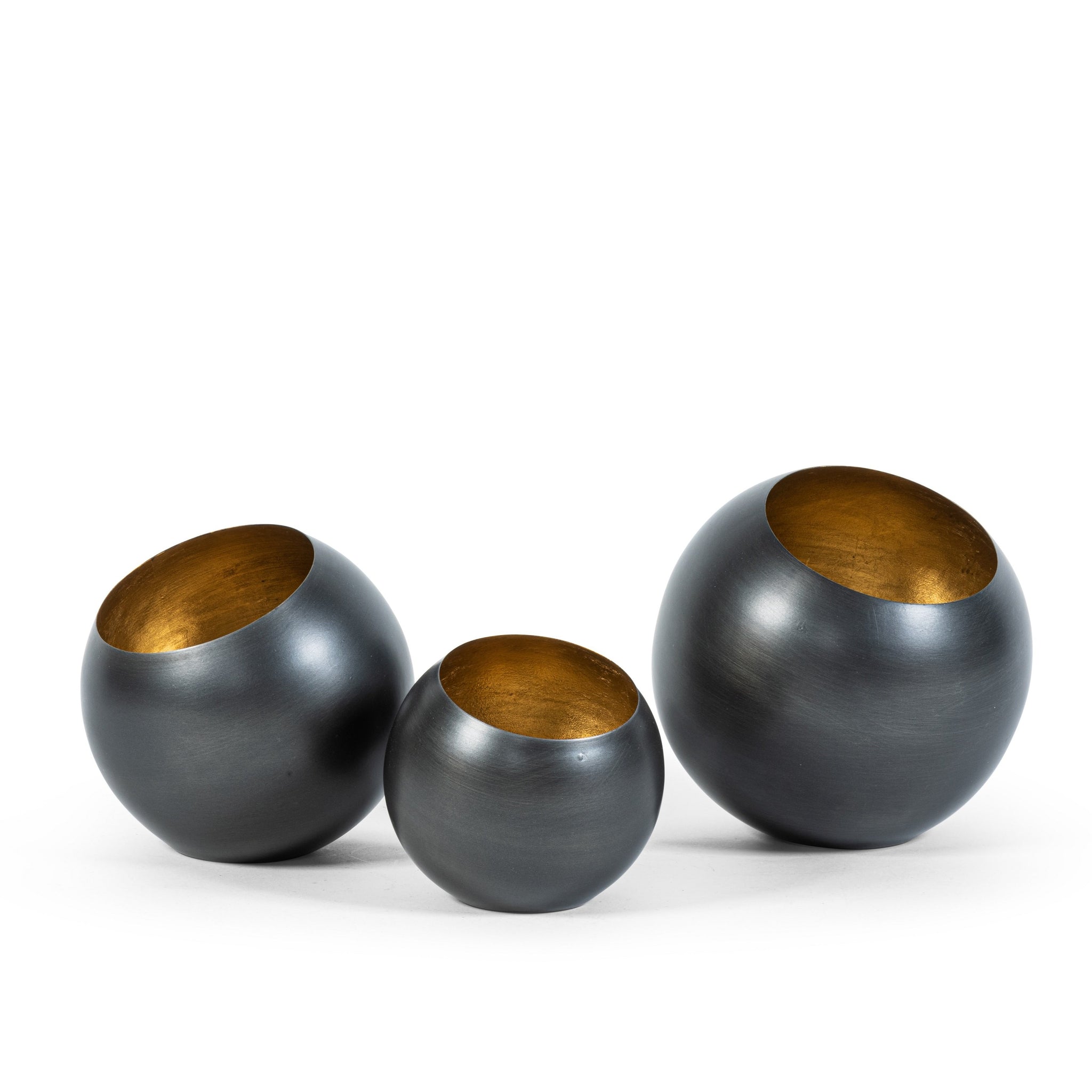 Dekocandle Circles Zinc Set of 3 Metallic Candle Holders