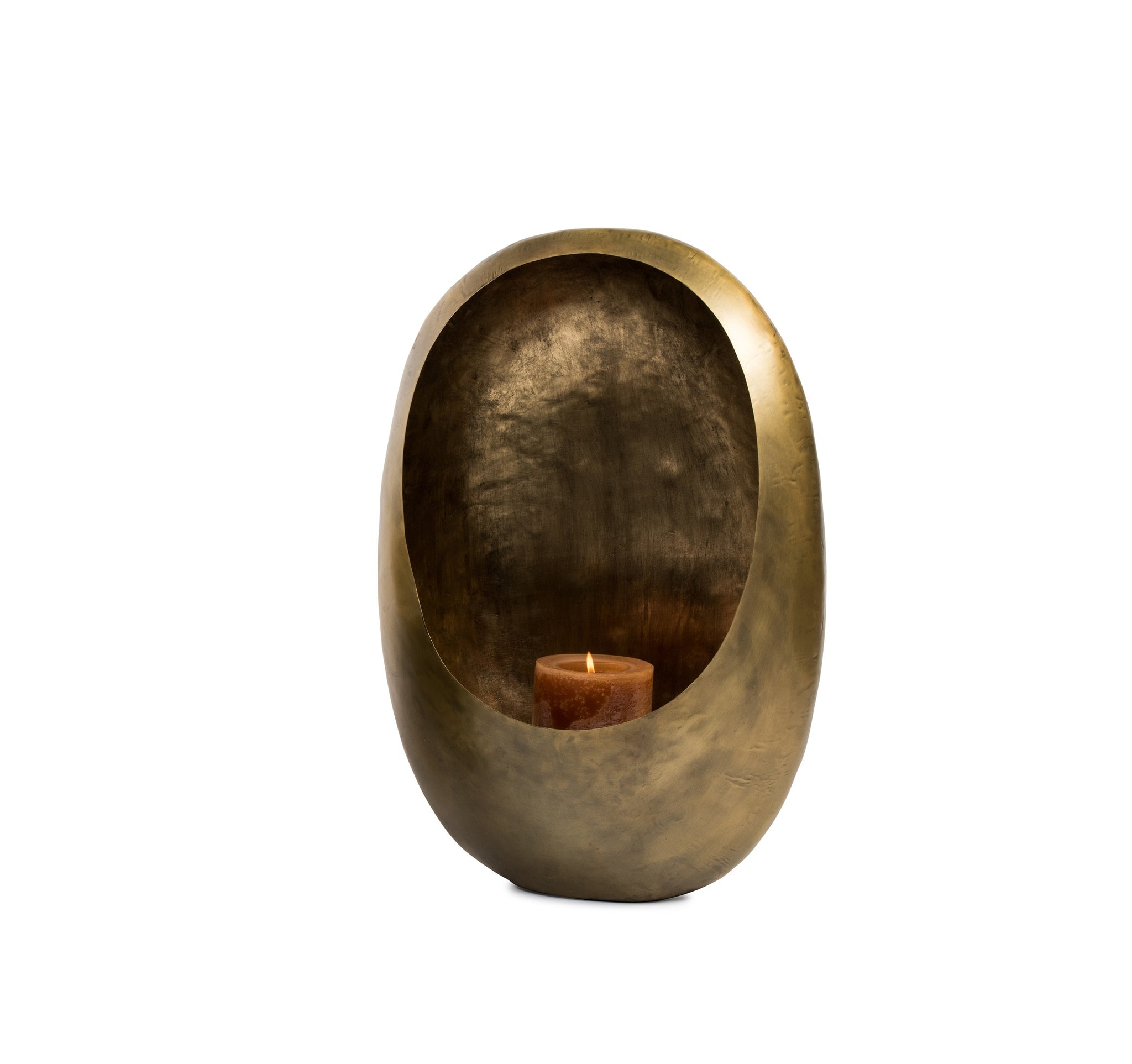 Dekocandle XL Standing Egg Brass & Gold Candle Holder