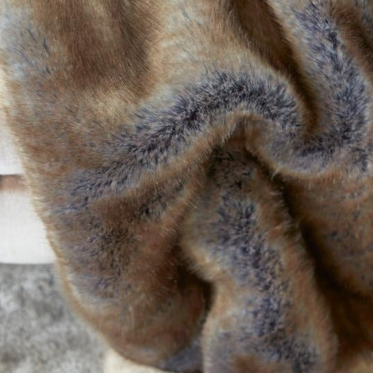 Zinc Textile Blue Fox Faux Fur Large Throw